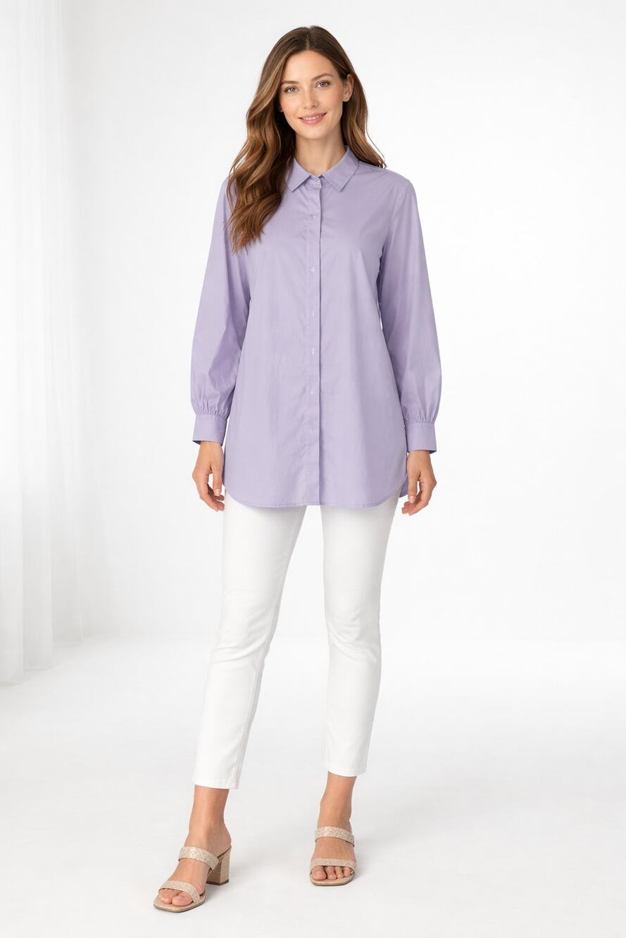 Alex Marie Long Sleeve Button Shirt Tunic Womens Size Small Crocus Purple New